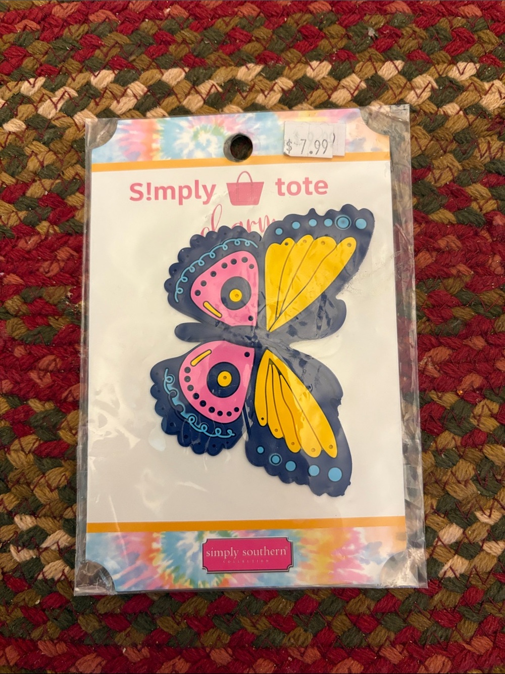 Simply Southern Navy Butterfly Charm with Pink & Yellow Accents
